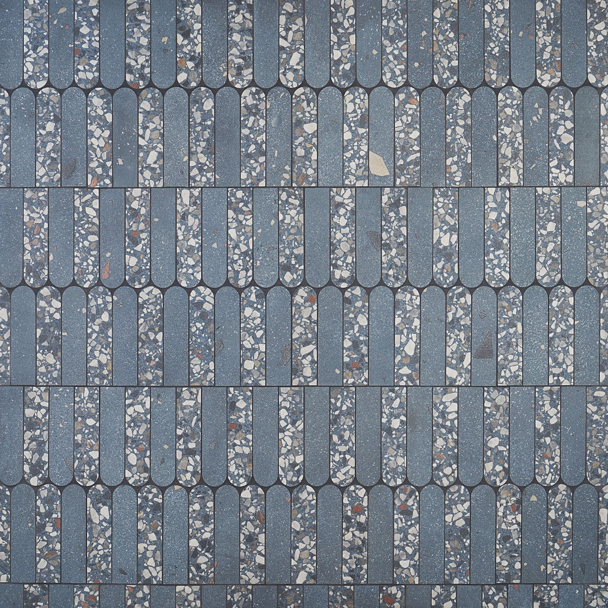 Kobe Fin Ocean Blue Terrazzo Look Matte Porcelain Mosaic Tile - Lux Tile