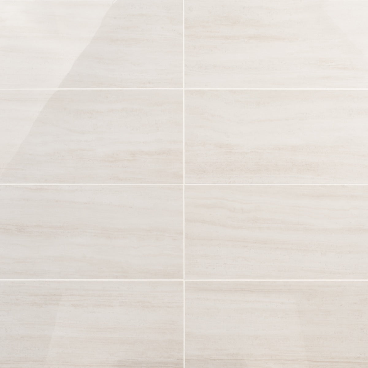 Nashville White 12x24 Polished Porcelain Tile - Travertine Look