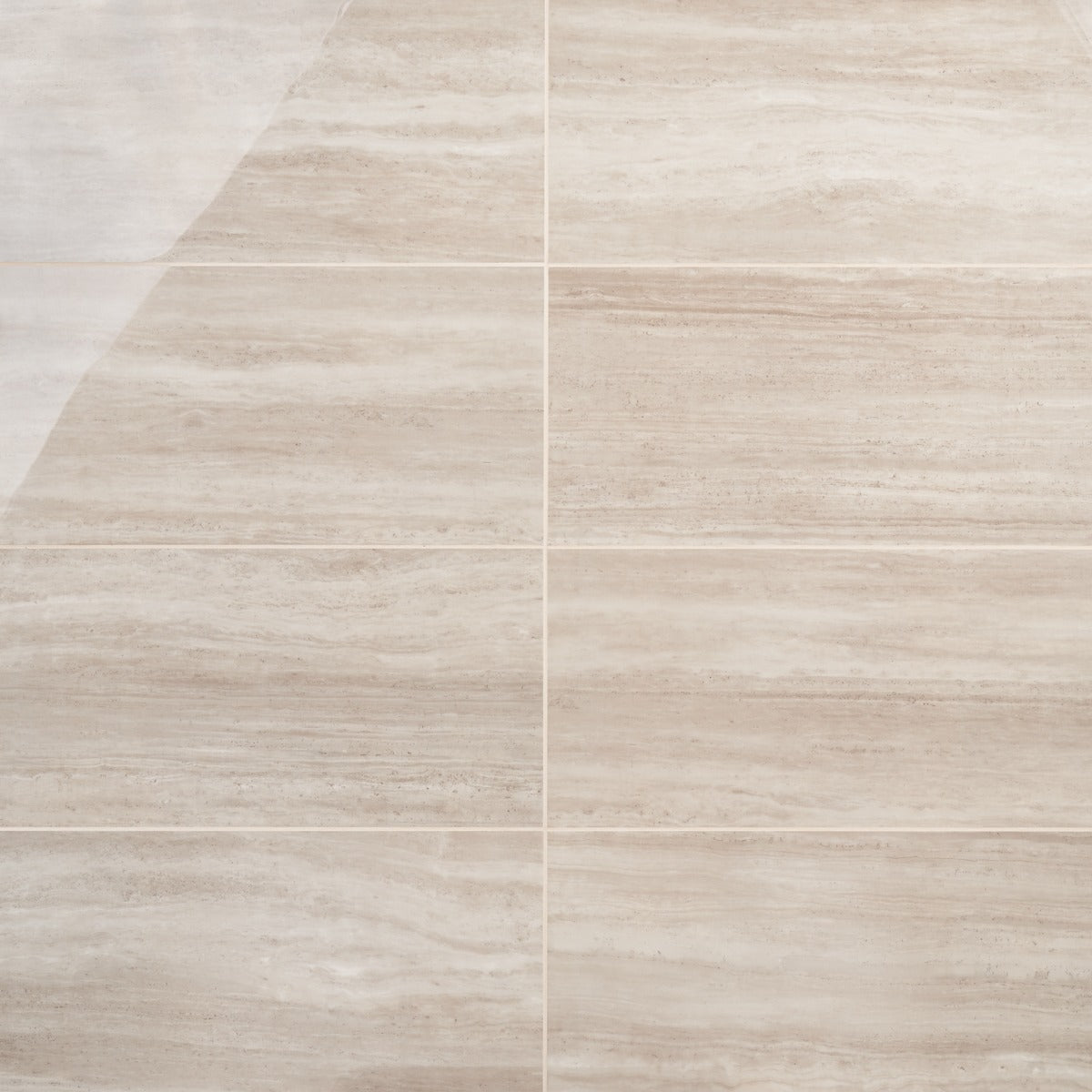Nashville Taupe Beige 12x24 Polished Porcelain Tile - Travertine Look