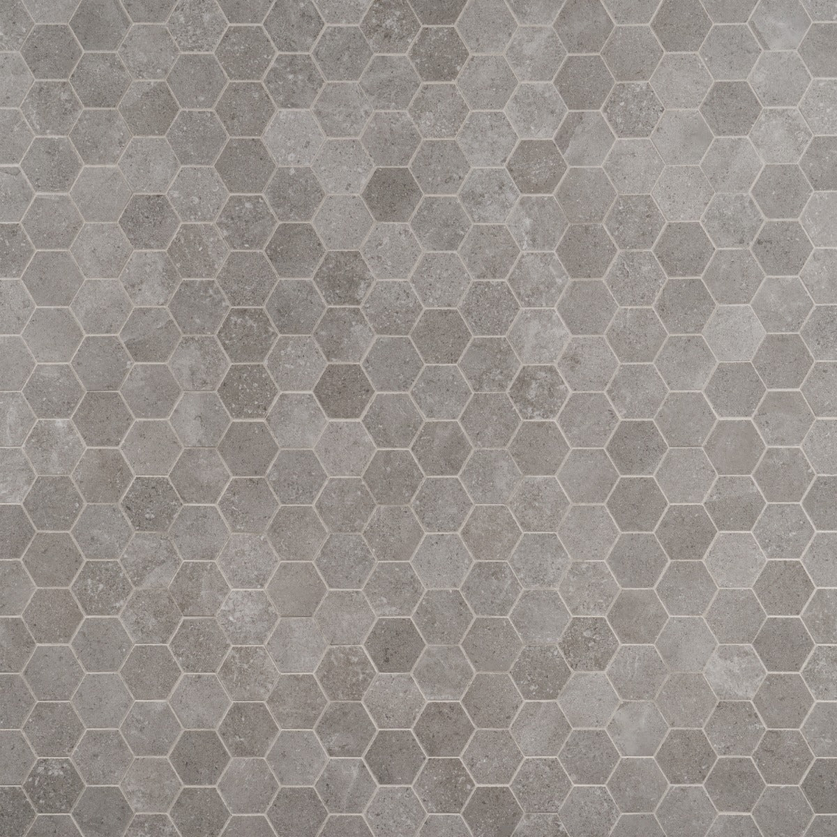 Lux Tile New Rock Fossil Dark Gray 3" Hexagon Matte Porcelain Mosaic Tile