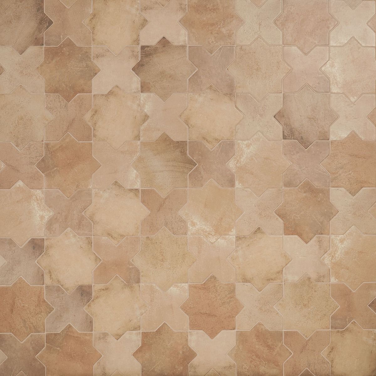 Lux Tile Parma Cotto Brown Matte Star and Cross 6" Terracotta Look Porcelain Tile