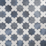 Parma Denim Blue Matte Star and White Polished Cross 6" Terracotta Look Porcelain Tile