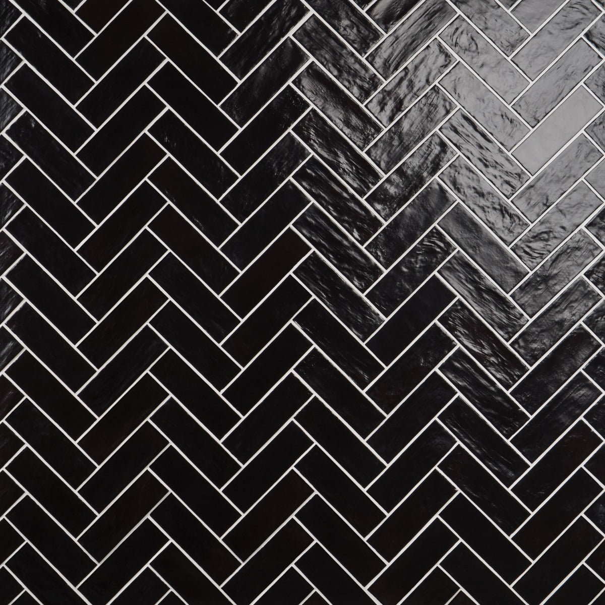 Montauk Jet Black 2x8 Mixed Finish Ceramic Subway Tile - Lux Tile