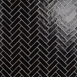Montauk Jet Black 2x8 Mixed Finish Ceramic Subway Tile - Lux Tile
