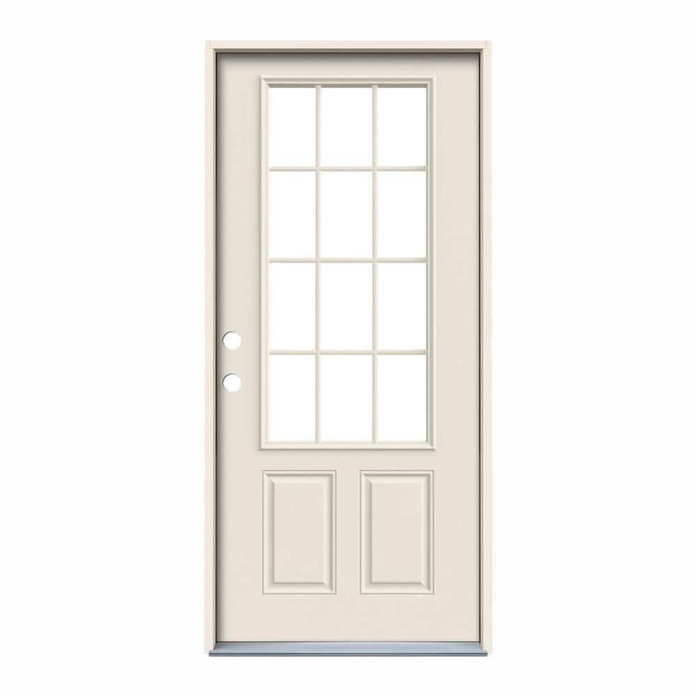 32 in. x 80 in. 12 Lite Primed Steel Prehung Right-Hand Inswing Back Door - Super Arbor