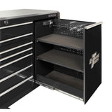 76 in. 12-Drawer Professional Roller Cabinet Includes Vertical Power Tool Drawer & Stainless Steel Work Surface in Black - Super Arbor
