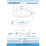 Bologna 67 in. Acrylic Freestanding Whirlpool and Air Bathtub with Drain and Overflow Included in White - Super Arbor