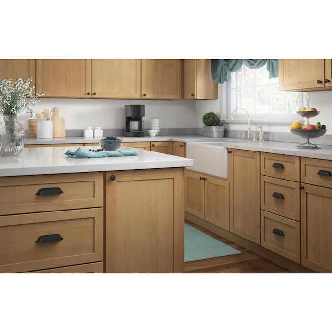 allen + roth Octavius 3-in or 3-3/4-in (76Mm or 96Mm) Center to Center Matte Black Dual Mount Cylindrical Cup Drawer Pull