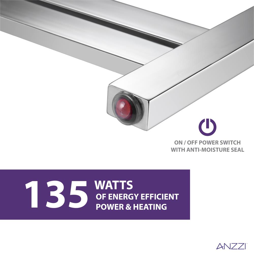 ANZZI Polished Chrome Plug-In Wall-Mount Towel Warmer, 20.47 x 4.134 x 34.25 in