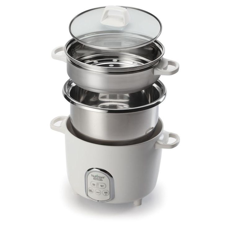 NutriWare Digital Pot Style 7-Cup Rice Cooker with Glass Lid and Non-Stick Pot