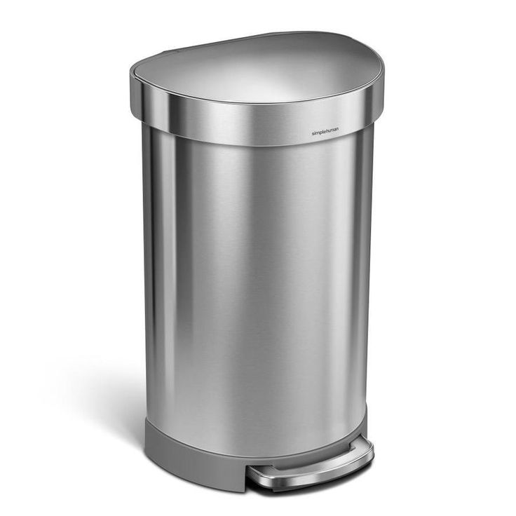 simplehuman 45-Liter Brushed Stainless Steel Steel Trash Can with Lid