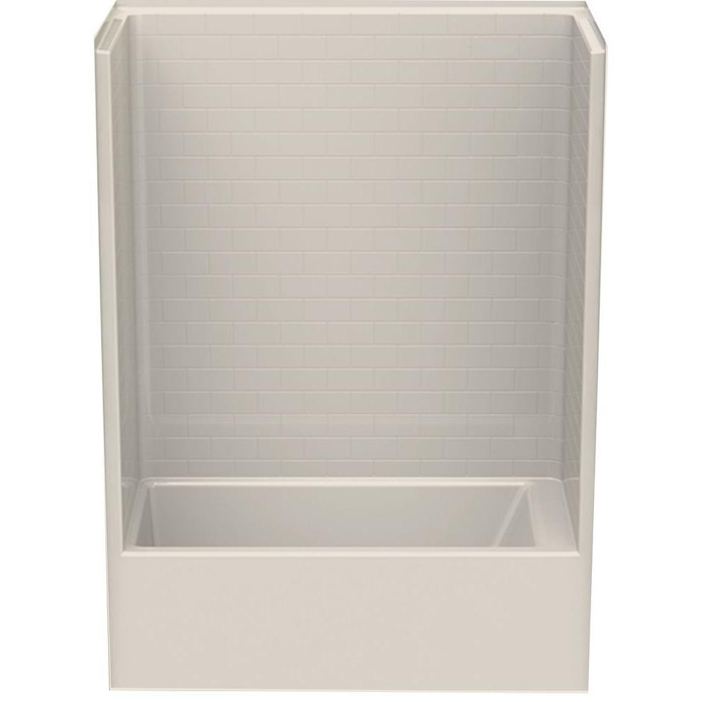 Everyday Subway Tile 60 in. x 32 in. x 80 in. 1-Piece Bath and Shower Kit with Left Drain in White - Super Arbor