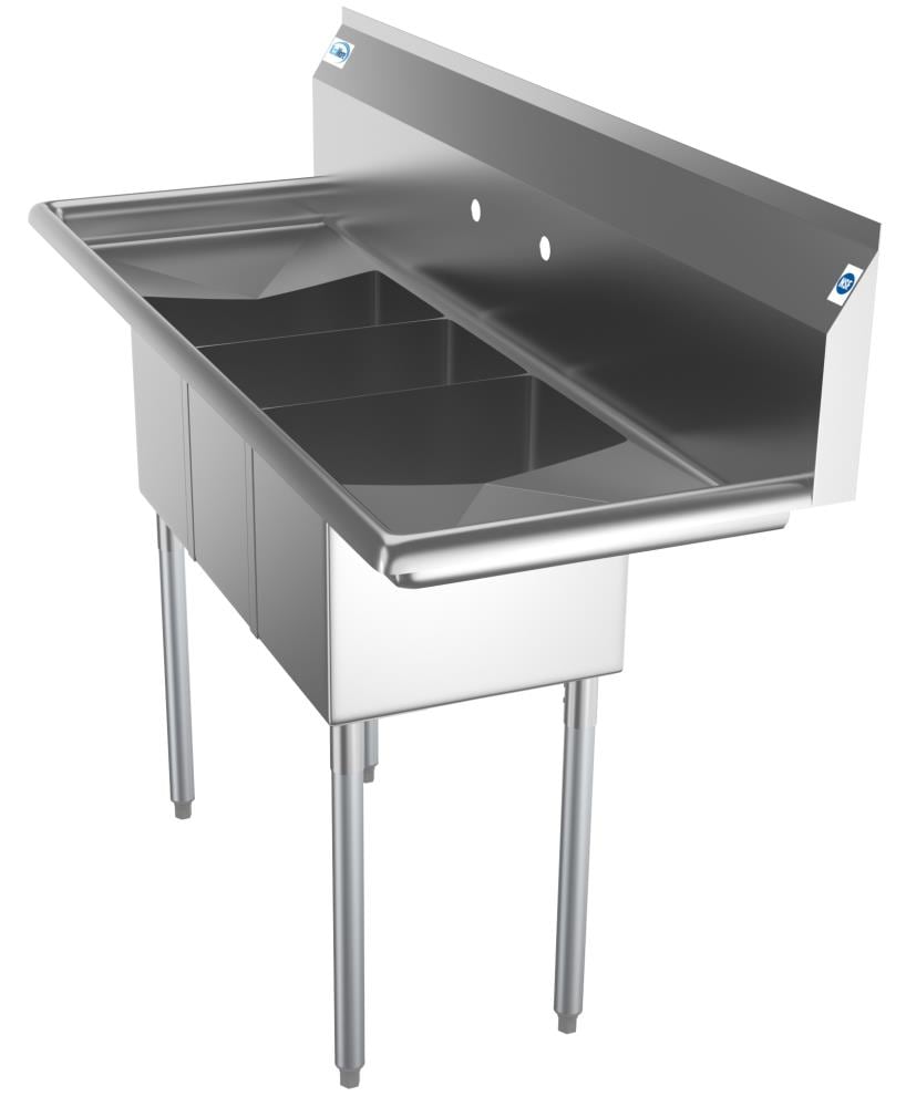 KoolMore Stainless Steel 20x54-inch 3-Basin Freestanding Utility Tub