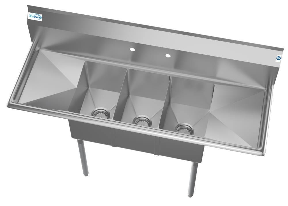 KoolMore Stainless Steel 20x54-inch 3-Basin Freestanding Utility Tub