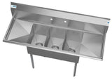 KoolMore Stainless Steel 3-Basin Utility Tub with Drain