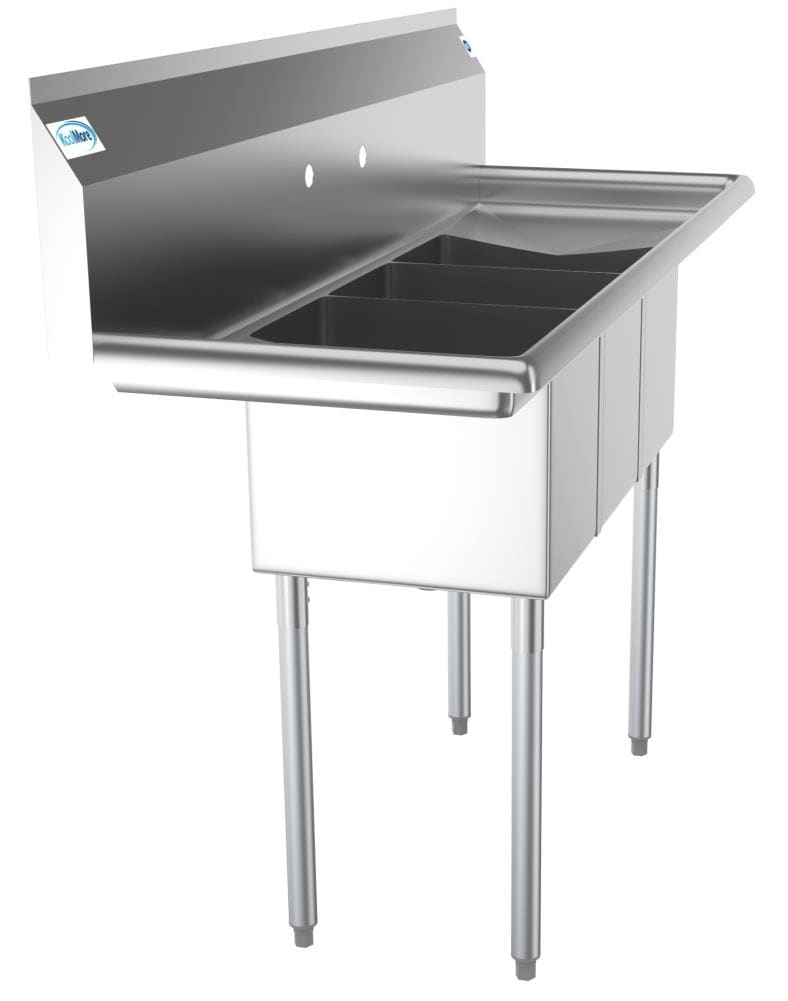 KoolMore Stainless Steel 20x54-inch 3-Basin Freestanding Utility Tub