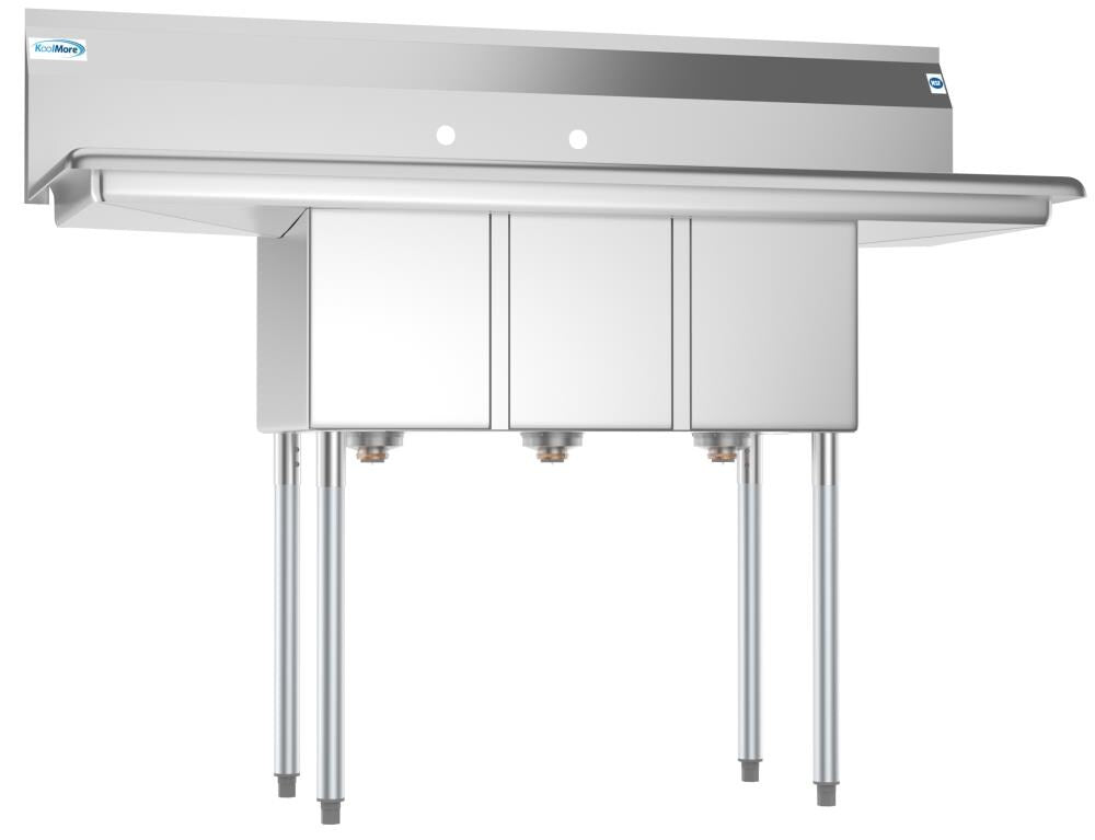 KoolMore Stainless Steel 3-Basin Utility Tub with Drain