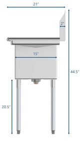 KoolMore Stainless Steel 3-Basin Utility Tub with Drain