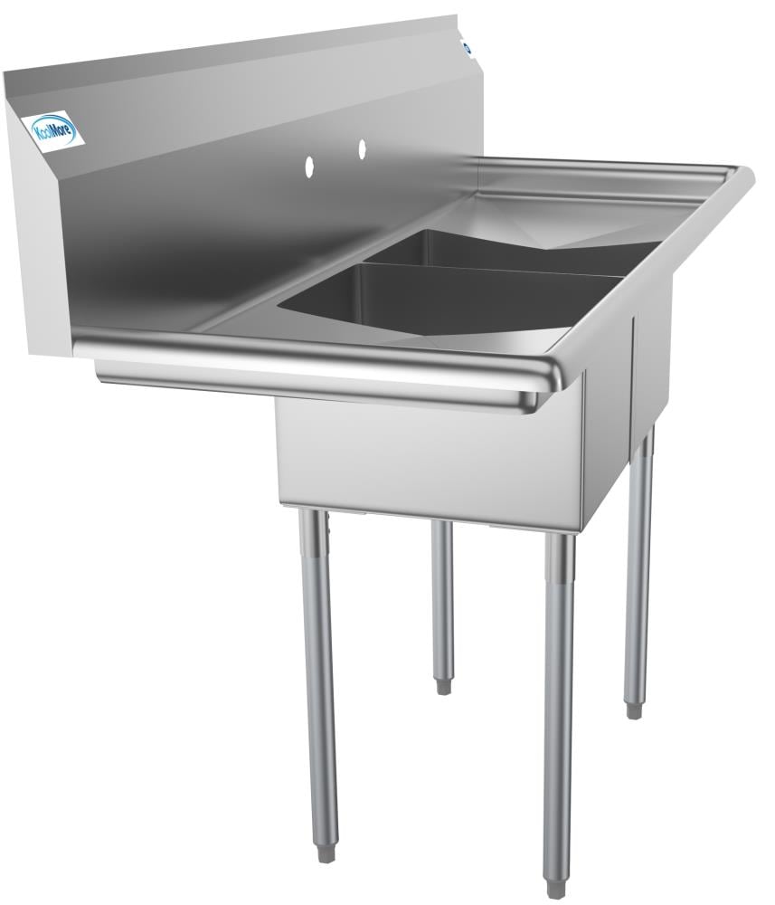 KoolMore Stainless Steel 2-Basin Freestanding Utility Tub with Drain