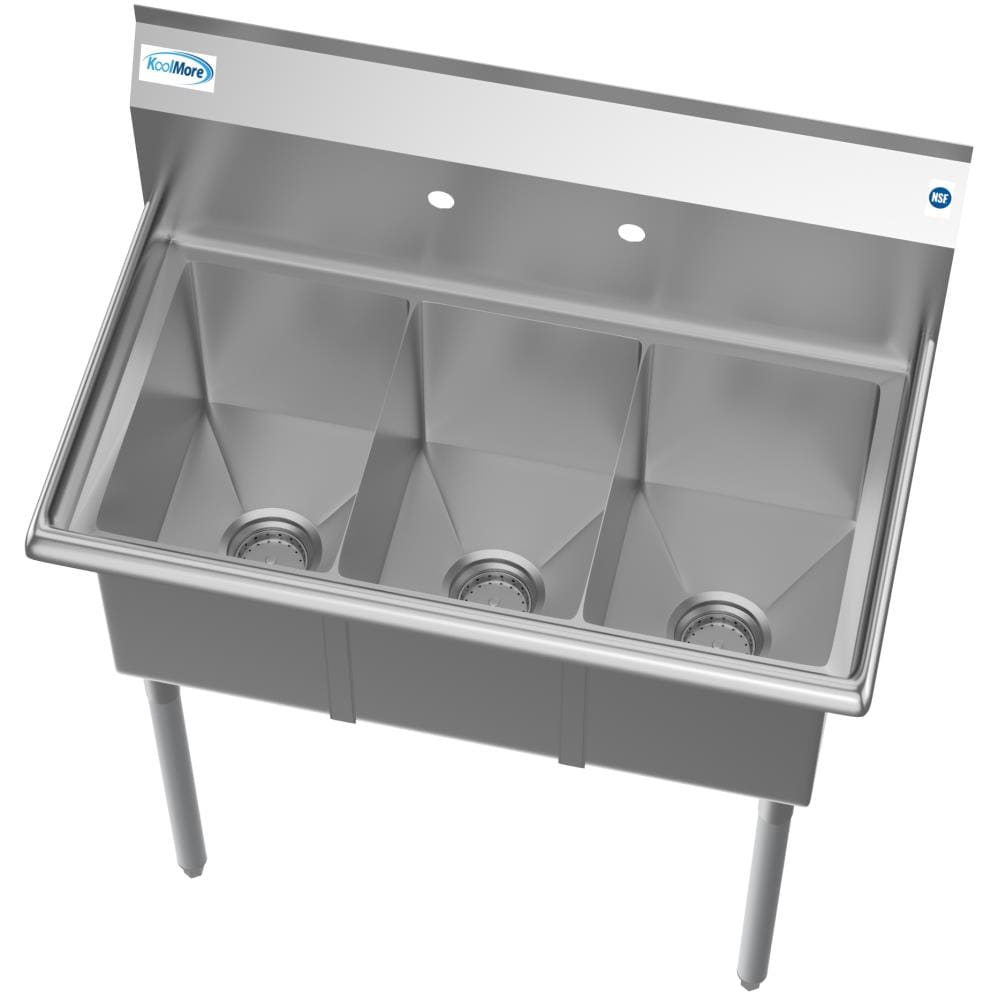 KoolMore Stainless Steel 3-Basin Utility Tub with Drain