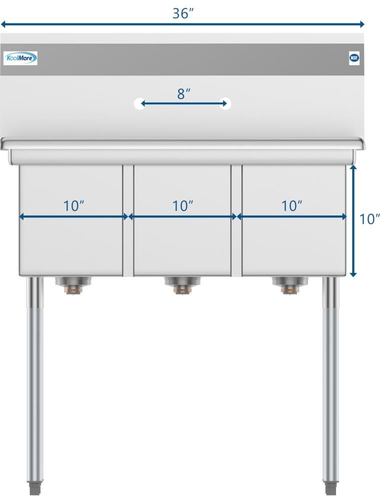 KoolMore Stainless Steel 3-Basin Utility Tub with Drain