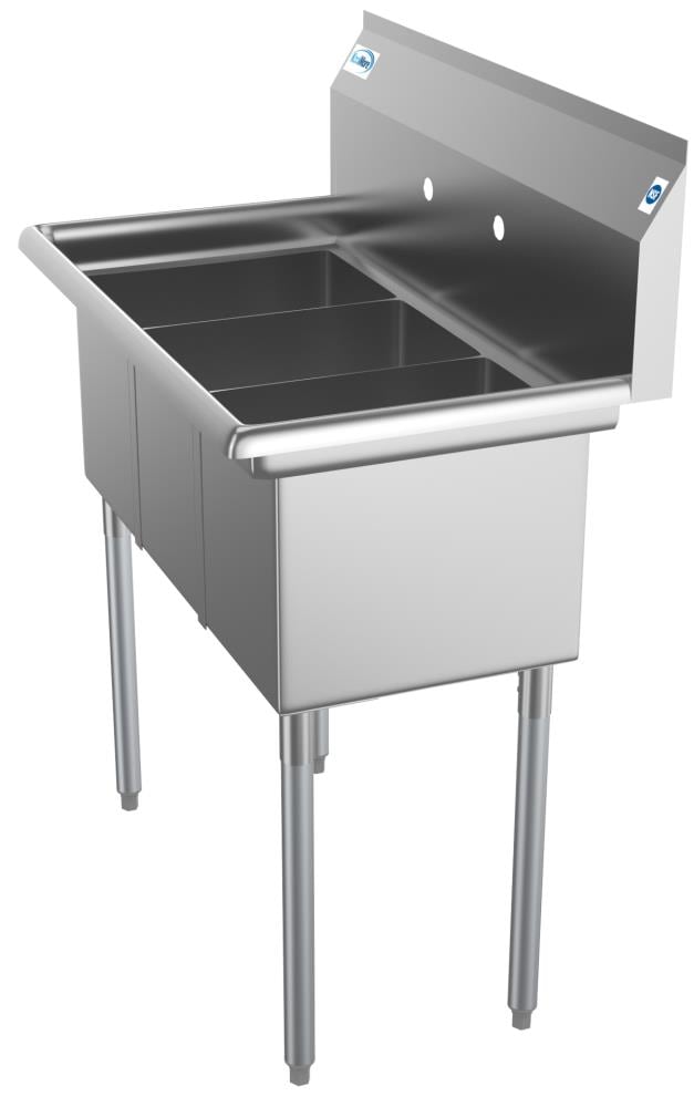 KoolMore Stainless Steel 3-Basin Utility Tub with Drain