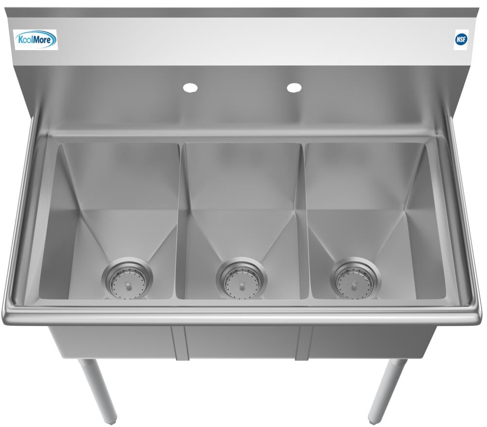 KoolMore Stainless Steel 3-Basin Utility Tub with Drain