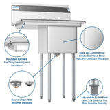 KoolMore 22x29in Stainless Steel Freestanding Utility Tub with Drain