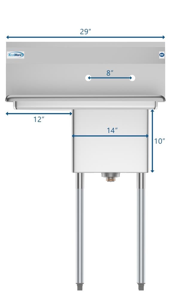KoolMore Stainless Steel Freestanding Utility Tub with Drain - 22x29 inch