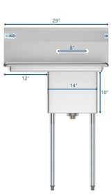 KoolMore 22x29in Stainless Steel Freestanding Utility Tub with Drain