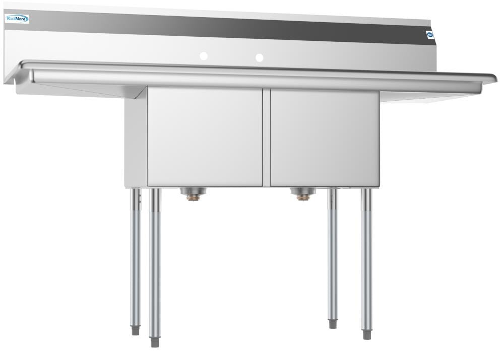 KoolMore Stainless Steel 2-Basin Freestanding Utility Tub with Drain
