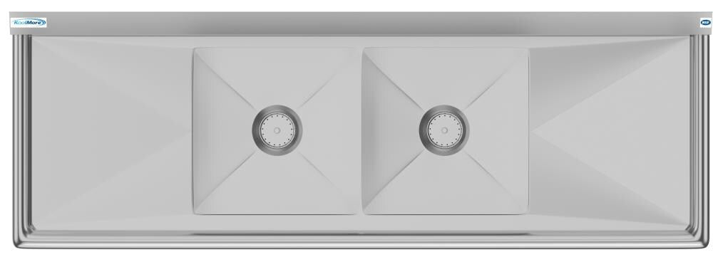 KoolMore Stainless Steel 2-Basin Freestanding Utility Tub with Drain