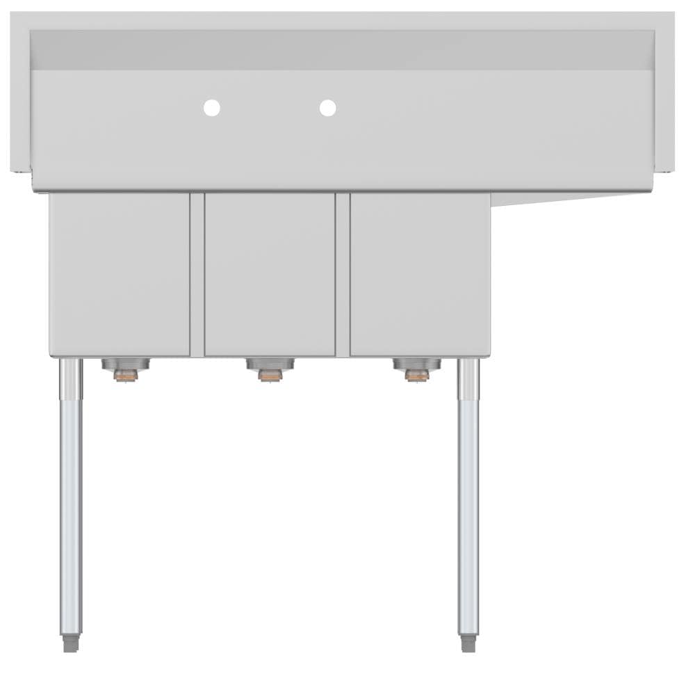 KoolMore Stainless Steel 3-Basin Utility Tub with Drain