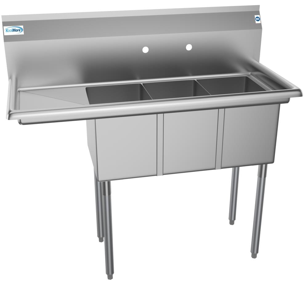 KoolMore 3-Basin Stainless Steel Utility Tub with Drain