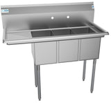 KoolMore Stainless Steel 3-Basin Utility Tub with Drain