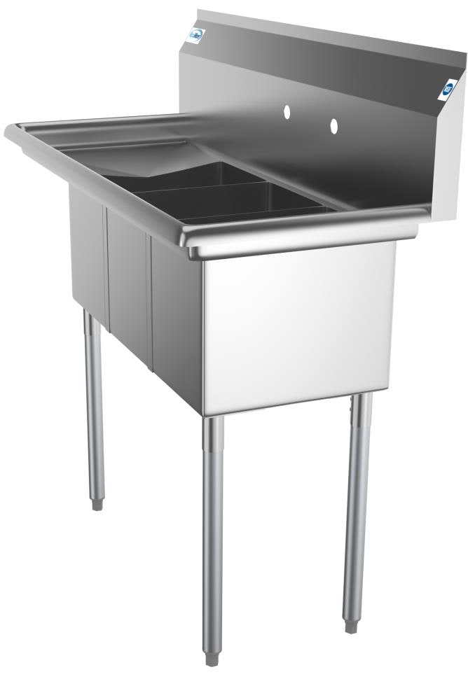 KoolMore 3-Basin Stainless Steel Utility Tub with Drain