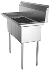 KoolMore 3-Basin Stainless Steel Utility Tub with Drain
