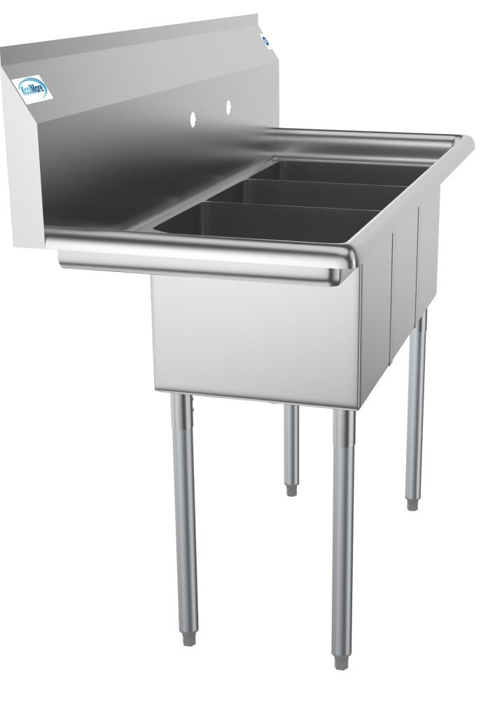 KoolMore 3-Basin Stainless Steel Utility Tub with Drain