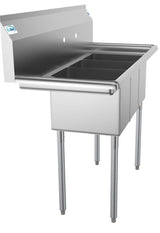 KoolMore 3-Basin Stainless Steel Utility Tub with Drain