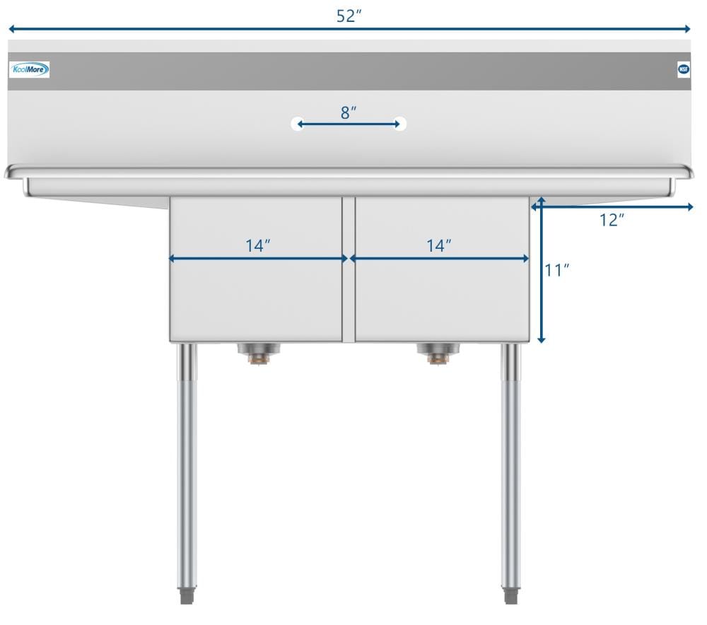 KoolMore Stainless Steel 2-Basin Freestanding Utility Tub with Drain