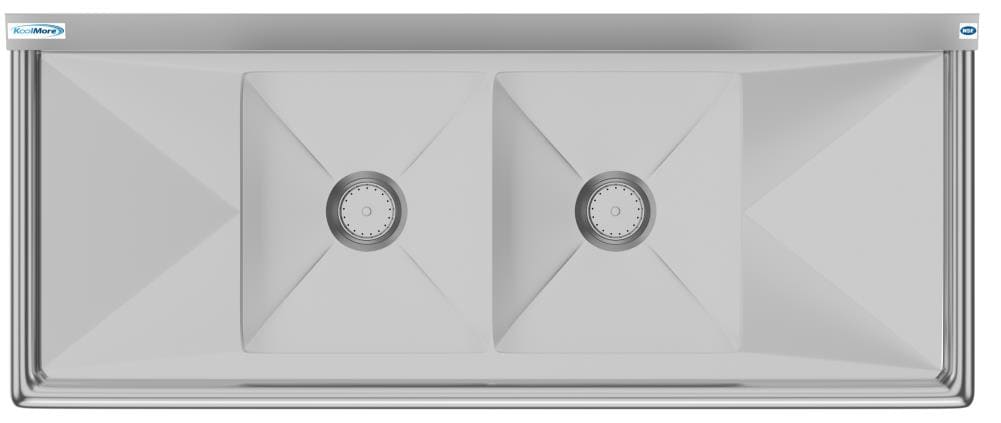 KoolMore Stainless Steel 2-Basin Freestanding Utility Tub with Drain