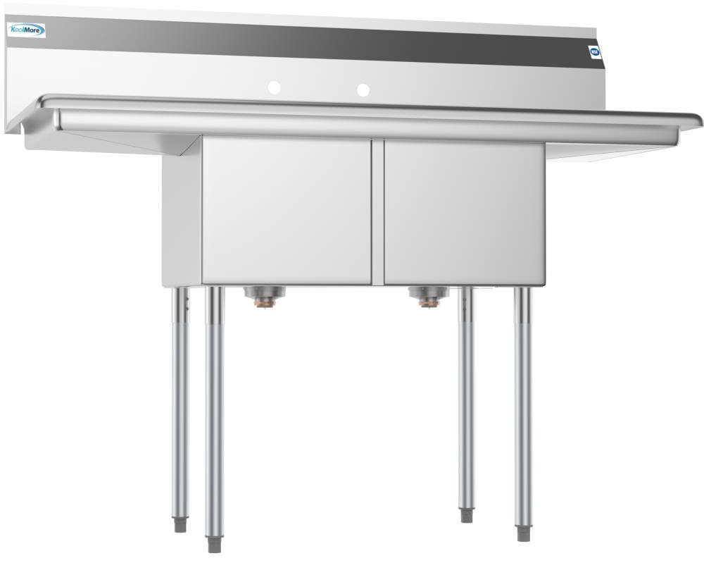 KoolMore Stainless Steel 2-Basin Freestanding Utility Tub with Drain