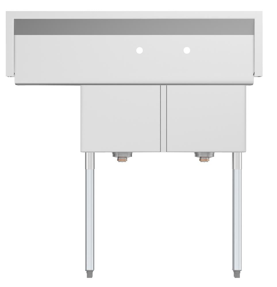 KoolMore Stainless Steel 2-Basin Freestanding Utility Tub with Drain - 22" x 43"
