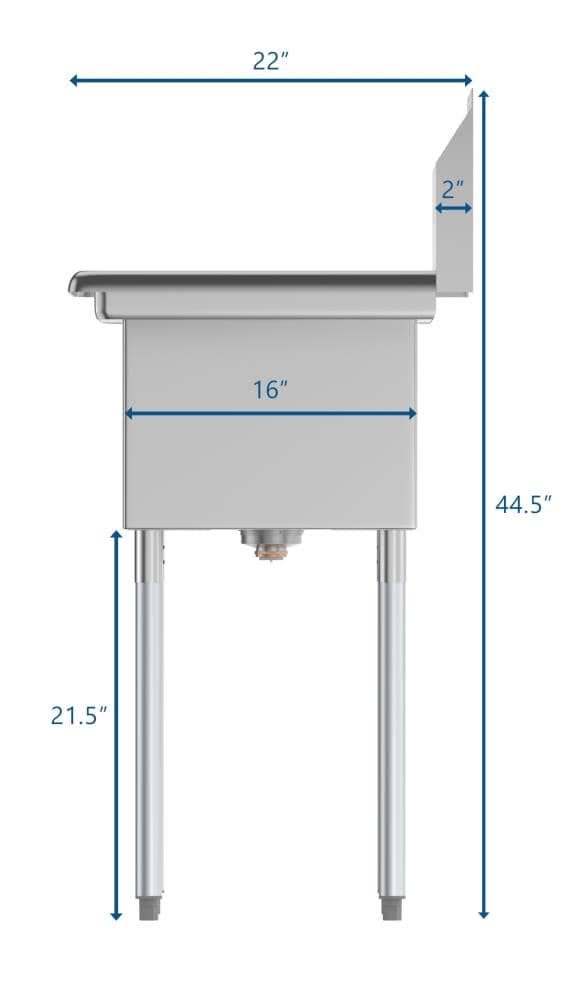 KoolMore Stainless Steel 2-Basin Freestanding Utility Tub with Drain - 22" x 43"