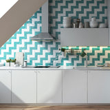 Giorbello (Sample) 3x6 Glass Subway Tiles Teal 3-in x 6-in Glossy Glass Brick Subway Wall Tile