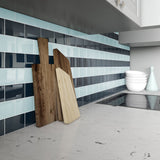 Giorbello (Sample) 3x6 Glass Subway Tiles Baby Blue 3-in x 6-in Glossy Glass Brick Subway Wall Tile