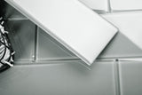 Giorbello (Sample) 4x12 glass subway tiles True Gray 4-in x 12-in Glossy Glass Brick Subway Wall Tile