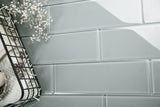 Giorbello (Sample) 4x12 glass subway tiles True Gray 4-in x 12-in Glossy Glass Brick Subway Wall Tile