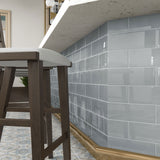 Giorbello (Sample) 4x12 glass subway tiles True Gray 4-in x 12-in Glossy Glass Brick Subway Wall Tile