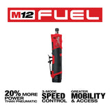 Milwaukee M12 FUEL 12V Lithium-Ion Brushless Cordless 1/4 in. Straight Die Grinder Kit with (2) 2.0Ah Batteries and (1) 5.0Ah Battery